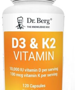 Dr. Berg Vitamin D3 K2 w/MCT Powder - Includes 10,000 IU of Vitamin D3, 100 mcg MK7 Vitamin K2, Purified Bile Salts, Zinc & Magnesium for Ultimate Absorption - K2 D3 Vitamin...