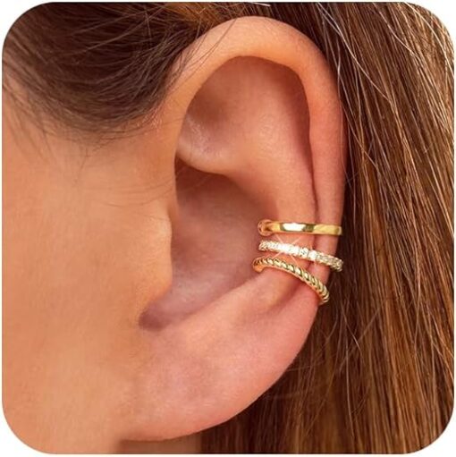 Ear Cuffs for Women Non Piercing 14k Gold Cartilage Earring Hoop Earrings for Women