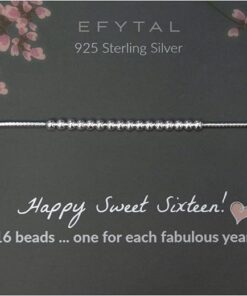 EFYTAL Sweet 16 Gifts for Girls, 925 Sterling Silver Sweet Sixteen Bracelet for 16 Year Old Girl, 16th Birthday Gifts for Girls, Sweet 16 Birthday Decorations, Party