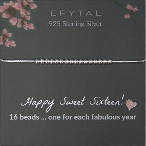 EFYTAL Sweet 16 Gifts for Girls, 925 Sterling Silver Sweet Sixteen Bracelet for 16 Year Old Girl, 16th Birthday Gifts for Girls, Sweet 16 Birthday Decorations, Party