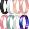 Egnaro Silicone Anniversary Ring Women, Breathable Design Womens Silicone Wedding Rings, 4mm Width - 1.5mm Thickness Rubber Wedding Bands Women - 1/4/5/7/8 Engagement Rings for...