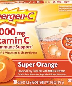 Emergen-C 1000mg Vitamin C Powder for Daily Immune Support Caffeine Free Vitamin C Supplements with Zinc and Manganese, B Vitamins and Electrolytes, Super Orange Flavor - 30 Count