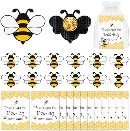 Employee Appreciation Gift Team Gift for Coworker Bee Lapel Pin Bee Badge Organza Bag Cards Thank You Gifts