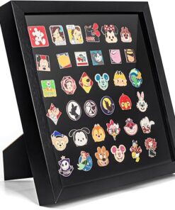 Enamel Pin Display Frame, 11x11 Shadow Box for Wall and Tabletop Display, Pin Collection Display, Pin Holder, Black