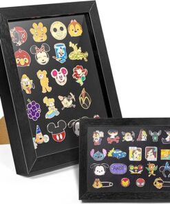 Enamel Pin Display Frame, 7x9 Shadow Box for Wall and Tabletop Display, Pin Collection Display, Pin Holder for Disney Pins, Black