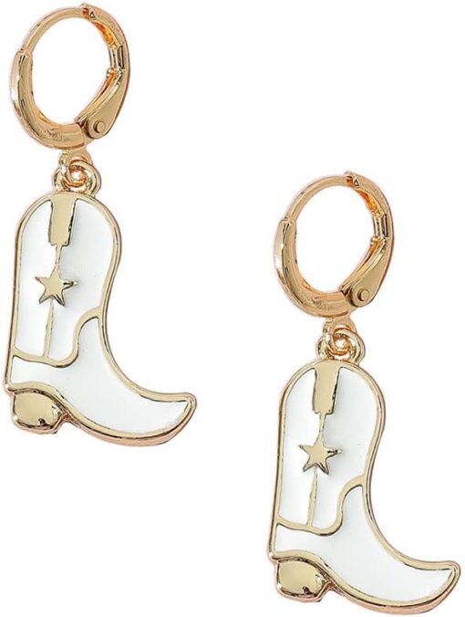 Enamel Western Cowgirl Boot Earrings Cowgboy Dangle Drop earrings