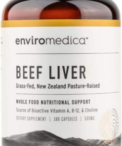 Enviromedica Freeze Dried Beef Liver Natural Energy Supplement Capsules of Pure Grass-Fed, Pastured, New Zealand Bovine with Preformed Vitamin A (180ct)