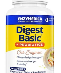 Enzymedica, Digest Basic + Probiotics, Gentle Digestive Enzymes with 400 Million CFU Active Cultures per Capsule, 30 Capsules