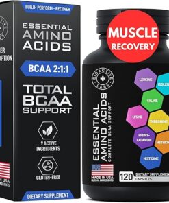 Essential Amino Acids Complex for Men & Women - Vegan BCAA Amino Acid Supplement with All 9 BCAAs Essential Aminos - Non-GMO, Gluten-Free Advanced Workout Power & Recovery...