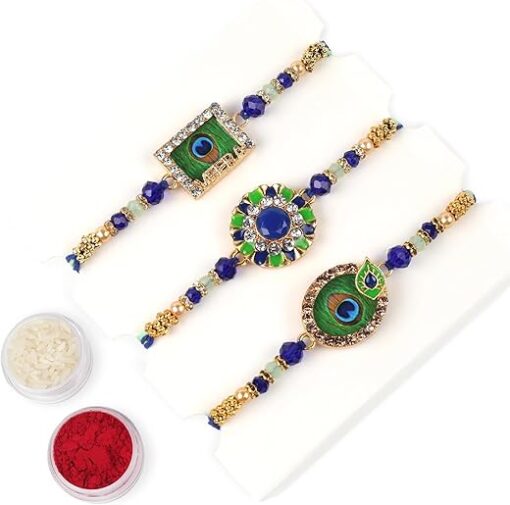 Evil Eye Design Set of 3 Rakhi For Brother Rakhi Thread, Rakhi for Sister, Raksha Bandha Gift for Your Brother, Rakhi Bracelet For Loving Sibling, Father, Bhabhi, Bhaiya