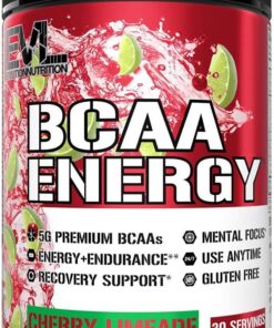 EVL BCAAs Amino Acids Powder - BCAA Energy Pre Workout for Muscle Recovery Lean Growth and Endurance - Rehydrating Post Workout Recovery Drink with Natural Caffeine - Cherry...