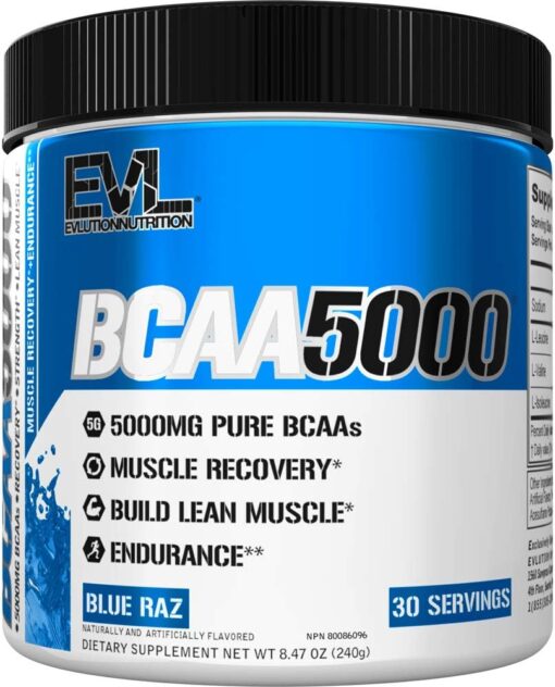 Evlution EVL BCAAs Amino Acids Powder - BCAA Powder Post Workout Recovery Drink and Stim Free Pre Workout Energy Drink Powder - 5g Branched Chain Amino Acids Supplement for Men...