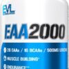 Evlution Nutrition EAA2000 - Pre & Post Workout Capsules - Muscle Building + Recovery Supplement - 2g Essential Amino Acids + 1g BCAAs - Endurance + Energy Support - 30 Servings