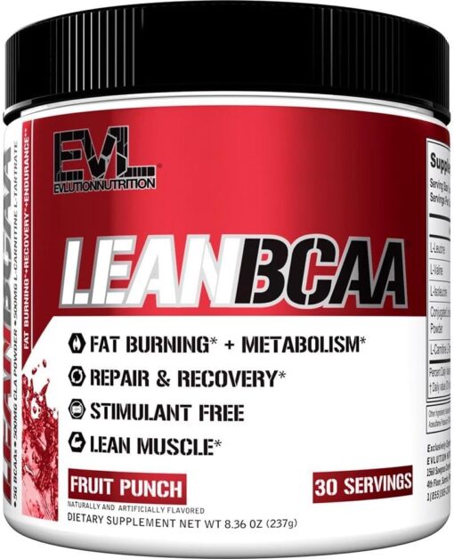 Evlution Stimulant Free Lean BCAA Powder Nutrition BCAAs Amino Acids Powder with CLA Carnitine and 2:1:1 Branched Chain Amino Acids Supports Muscle Recovery Fat Burn and...