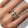 FAXHION Gold Rings for Women Non Tarnish, 14k Gold Plated Dainty Stacking Cubic Zirconia Thumb Rings, Gold Knuckle Women Rings Set Jewelry Size 5-10