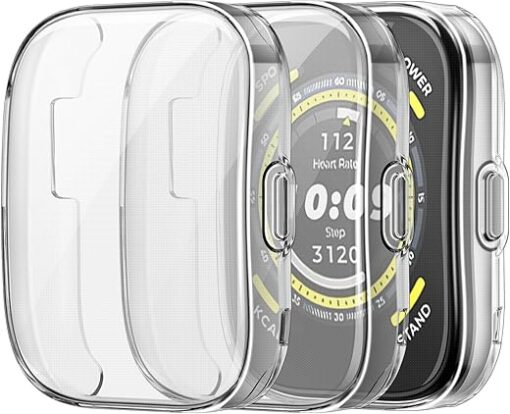 Fintie 3 Packs Screen Protector Case Compatible with Amazfit Bip 5, Soft TPU Plated Bumper Full Protective Cover Cases [Scratch-Proof], Clear*3