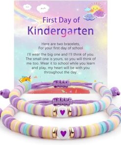 First Day of Kindergarten Pre-K Bracelet Mother Daughter Matching Bracelets Back to School Clay Beads Bracelets Jewelry Gifts