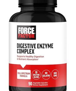 FORCE FACTOR Digestive Enzymes Complex to Support Digestive Health, Gut Health, and Provide Bloating Relief for Women and Men, Full-Spectrum 10 Digestive Enzymes, Non-GMO, 90...