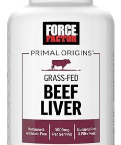 FORCE FACTOR Primal Origins Beef Liver Capsules Made with Grass Fed Beef, Beef Organ Supplement, Pasture-Raised, Hormone & Antibiotic Free, Non-GMO, 120 Capsules