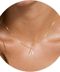 Foxgirl Gold Initial Necklaces for Women, Dainty Gold Letter Necklace Tiny A-Z Pendant Choker Necklace Trendy Cute Personalized Monogram Name Necklace Gold Jewelry Necklace for...