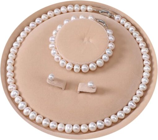 Freshwater Cultured Pearl Necklace Set Includes Stunning Bracelet and Stud Earrings Jewelry Set for Women