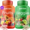 Fruits and Veggies Supplement - 90 Fruit and 90 Vegetable Capsules - 100% Whole Natural Superfood - Filled with Vitamins and Minerals - Supports Energy Levels (1 Pack)