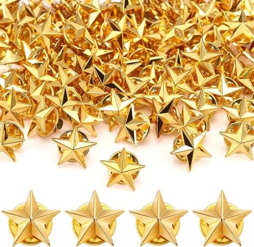 Fumete 100 Pcs Star Pins Bulk Star Badge Lapel Pins Star Brooches for Labor Day Veterans Day Memorial Day Party Costume Decor