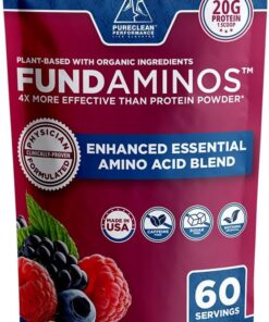 FundAminos Blend - 100% Organic & Vegan EAA & BCAA Powder for 400% Greater Lean Muscle, Faster Recovery & Strength Vs. Protein Powder - Clinically Tested Post Workout - Real...