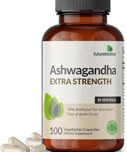 Futurebiotics Ashwagandha Extra Strength Stress & Mood Support with BioPerine - Non GMO Formula, 100 Vegetarian Capsules