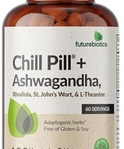 Futurebiotics Chill Pill + Ashwagandha, Rhodiola, St. John’s Wort, & L-Theanine 2000 MG per Serving - Non-GMO, 120 Vegetarian Tablets