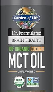 Garden of Life Dr. Formulated Brain Health 100% Organic Coconut MCT Oil 32 fl oz Unflavored, 13g MCTs, Keto & Paleo Diet Friendly Body & Brain Fuel, Certified Non-GMO Vegan &...