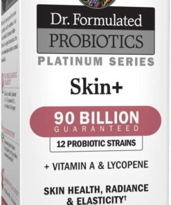 Garden of Life Dr. Formulated Platinum Series Skin+ 90 Billion CFU Guaranteed, 12 Probiotic Strains + Vitamin A & Lycopene for Skin Health, Radiance & Elasticity, Vegetarian...