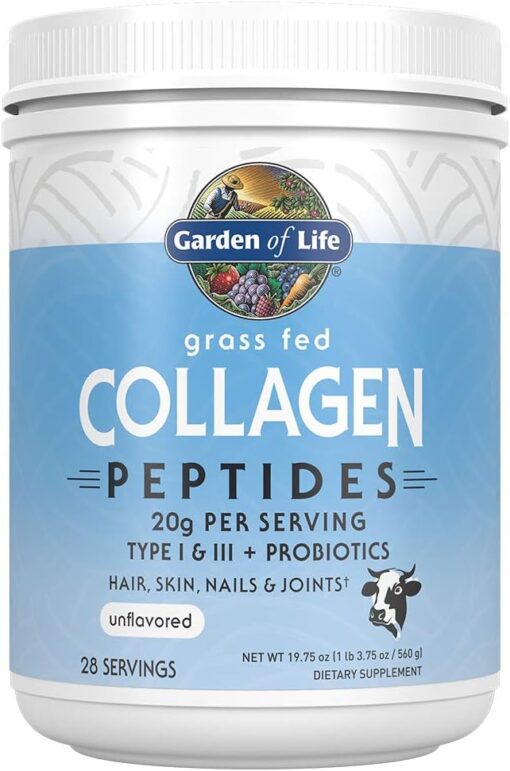 Garden of Life Grass Fed Collagen Peptides Powder – Unflavored Collagen Powder for Women Men Hair Skin Nails Joints, Hydrolyzed Collagen Protein Supplements, Post Workout, Paleo...