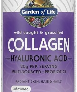 Garden of Life Marine & Grass-Fed Collagen Peptides Powder Supplement (Type I, III) with Probiotics, BCAAs & Hyaluronic Acid for Radiant Hair, Skin & Nails – Unflavored, 20g per...