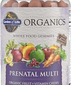 Garden of Life Organics Prenatal Gummies Multivitamin with Vitamin D3, B6, B12, C & Folate for Healthy Fetal Development – Organic, Non-GMO, Gluten-Free, Vegan, Berry Flavor, 30...