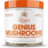 Genius Mushroom - Lions Mane, Cordyceps and Reishi - System Booster & Nootropic Supplement - for Energy & Support, 90 Veggie Pills