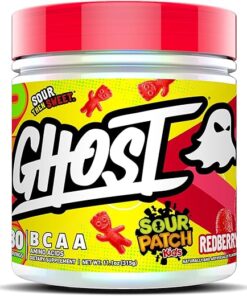 GHOST BCAA Powder Amino Acids Supplement, Sour Patch Kids Redberry - 30 Servings - Sugar-Free Intra, Post & Pre Workout Amino Powder & Recovery Drink, 7G BCAA