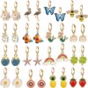 Girls Hypoallergenic Huggie Hoop Earrings with Charm Cute Small Dangle Hoop Earrings Set (10-20 Pairs)