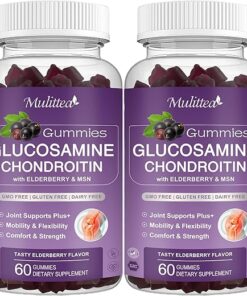 Glucosamine Chondroitin Gummies - Extra Strength Joint Support Supplement with MSM & Elderberry for Natural Joint, Antioxidant Immune Support for Adults, Men & Women-(2 Pack)