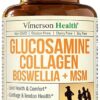 Glucosamine Chondroitin MSM with Collagen Powder. Joint Support Supplement. Bromelain, Quercetin, L-Methionine & Boswellia Extract capsules. Hair Skin and Nails Vitamins. FSA...