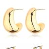 Gold Chunky Hoop Earrings Set for Women, 14K Gold Plated Twisted Huggie Hoop Earring Hypoallergenic, Thick Open Hoops Set Lightweight