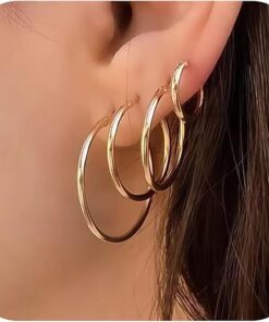 Gold Hoop Earrings Set for Women,14k Real Gold Plated Gold Hoops with S925 Sterling Silver Post Hypoallergenic Thin Hoop Earrings Gold Earrings for Women Trendy Jewelry Gifts