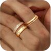 Gold Silver Rings for Women Non Tarnish Stackable Rings Trendy Dainty 18K Gold Plated Stacking Cubic Zirconia Thumb Ring Set Love Friendship Dual Band Rings Promise Wedding...