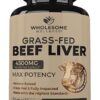 Grass Fed Desiccated Beef Liver Capsules (180 Pills, 750mg Each) - Natural Iron, Vitamin A, B12 for Energy - Humanely Pasture Raised Undefatted in New Zealand Without Hormones...