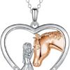 GULICX Horse Gifts for Teen Girl Women, Girl with Horse Necklace Heart Pendant Jewelry Gifts for Horse Lover Daughter Granddaughter Niece