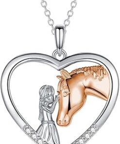 GULICX Horse Gifts for Teen Girl Women, Girl with Horse Necklace Heart Pendant Jewelry Gifts for Horse Lover Daughter Granddaughter Niece