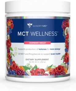 Gundry MD MCT Wellness Powder to Support Energy, Ketone Production and Brain Health, Keto Friendly, Sugar Free (30 Servings) (Raspberry Medley)