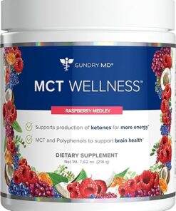 Gundry MD MCT Wellness Powder to Support Energy, Ketone Production and Brain Health, Keto Friendly, Sugar Free (30 Servings) (Raspberry Medley)