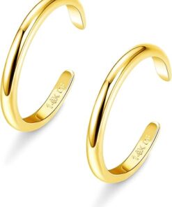 HAIAISO 14K Gold Filled Toe Rings Adjustable Toe Ring for Women Thin Toe Rings Open Band Toe Ring Summer Beach Foot Jewelry Set