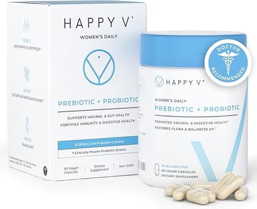 Happy v Dr. Formulated Vaginal Probiotics for Women, Clinically Proven Womens Probiotic for Vaginal Health & pH Balance Complex, Natural BV Treatment & Yeast Infection...